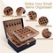 Modern 2-Layer Jewelry Box for Women & Girls – PU Leather Jewelry Organizer with Removable Tray for Rings, Earrings, Necklaces & Bracelets, Elegant Black Gift Jewelry Storage Case (Black-01)